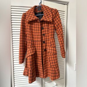 Splash Orange and Black Houndstooth Coat